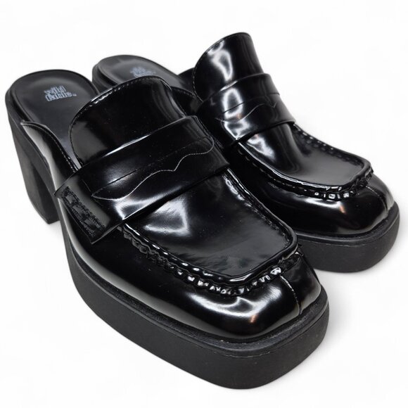 Wild Fable Women’s Chunky Heels Y2K Style Patent Finish Penny Loafer Mules 9.5 - Picture 1 of 9